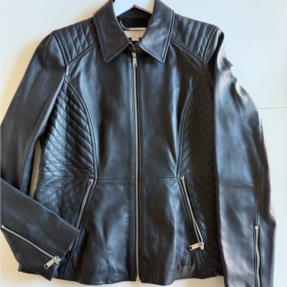 Michael kors leather jacket Large